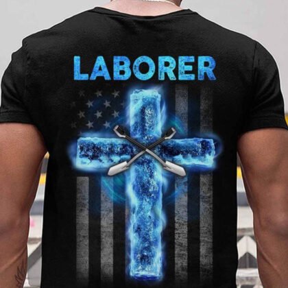 Laborer Cross American Flag - Patriotic Laborer