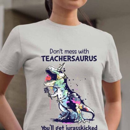 Colorful Teachersaurus – Funny Dinosaur Teacher